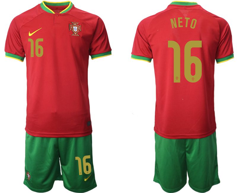 Men 2022 World Cup National Team Portugal home red 16 Soccer Jersey